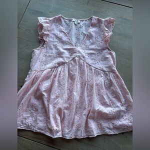 Andree woman large pink eyelet blouse.